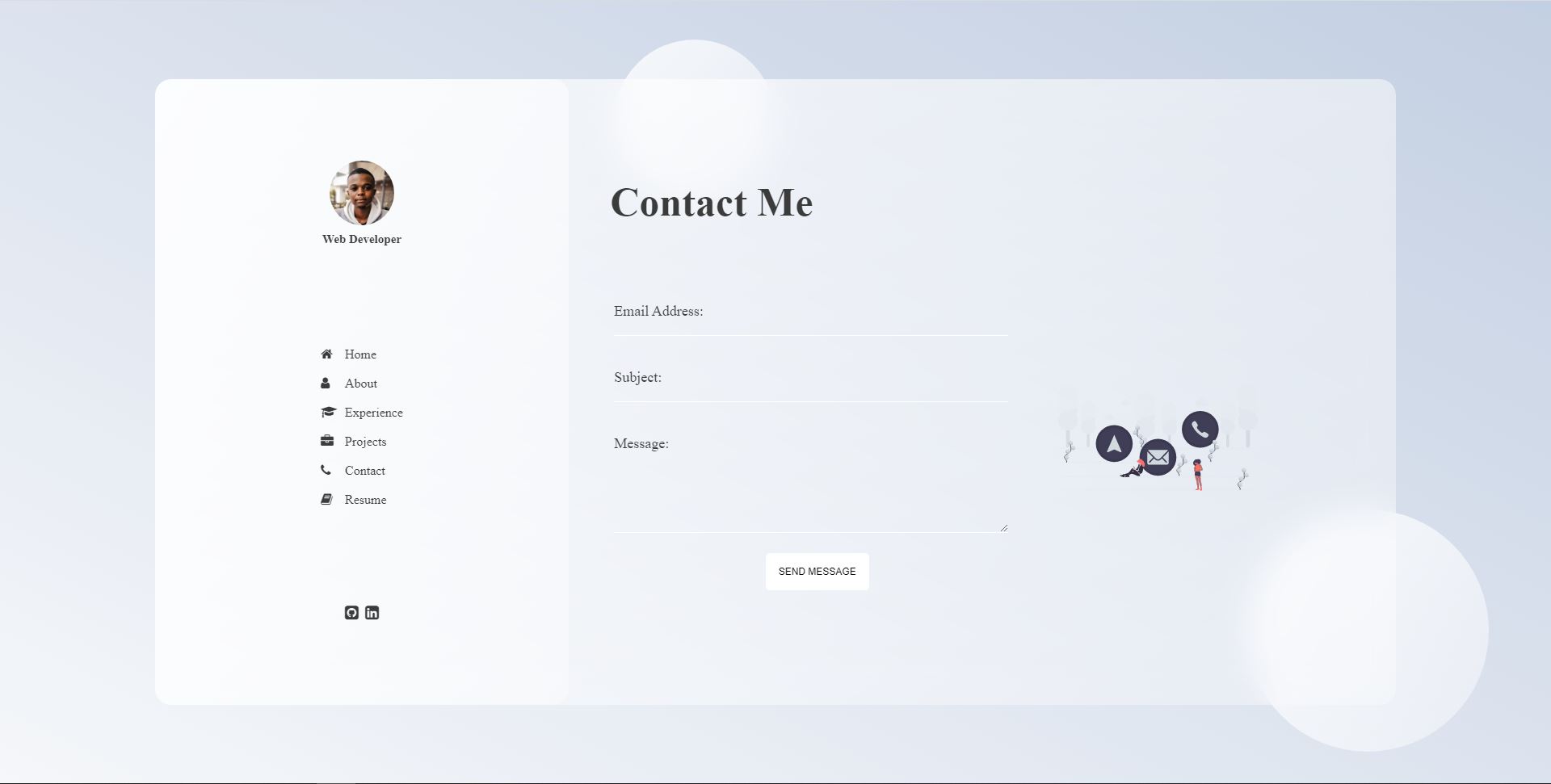 screenshot of a portfolio website